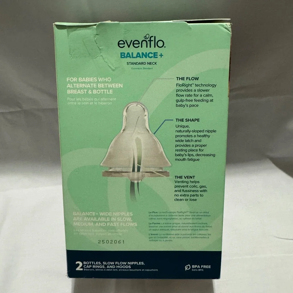 Evenflo Balance Plus Standard Neck‎ Baby Bottles 2 Count 9 oz BPA Free